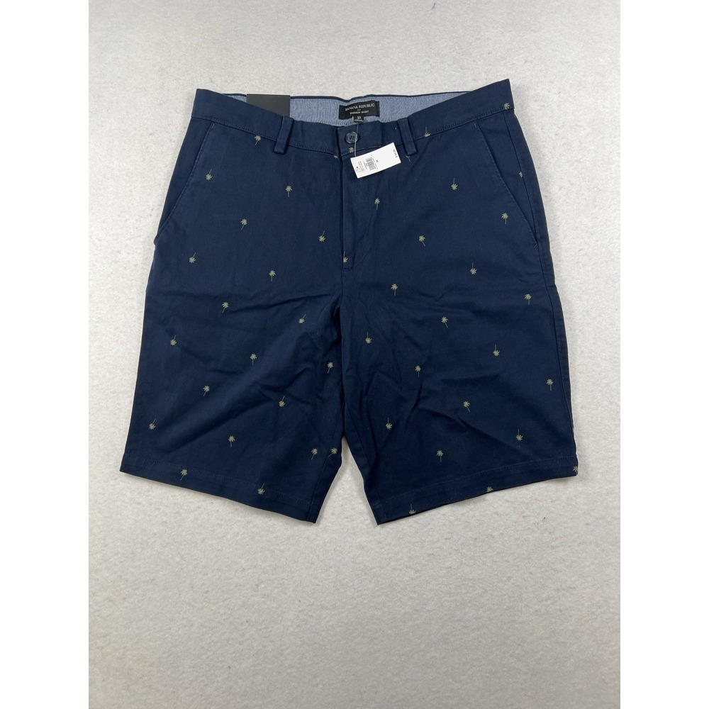 Banana Republic Emerson Embroidered Flat Front Shorts Palm Tree NWT size 33
